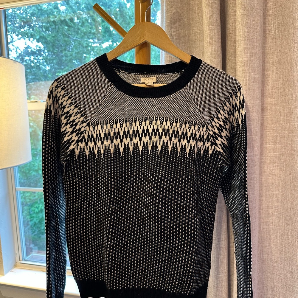 J. Crew Women’s Black and White Crew Neck Sweater